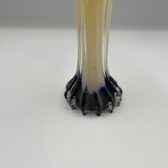 Jack In The Pulpit Art Glass Ribbed Calla Lilly Vase - Picture 5 of 8